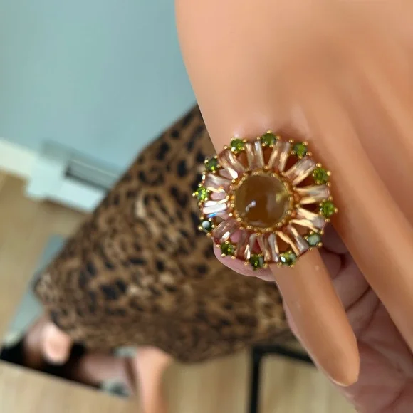 J Crew Gold-Tone Sunburst Cocktail Ring - Picture 1 of 4